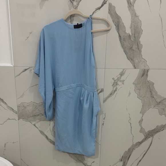 Michael Costello x Revolve Sky Blue One Shoulder Mini Dress | NWT - Picture 2 of 9